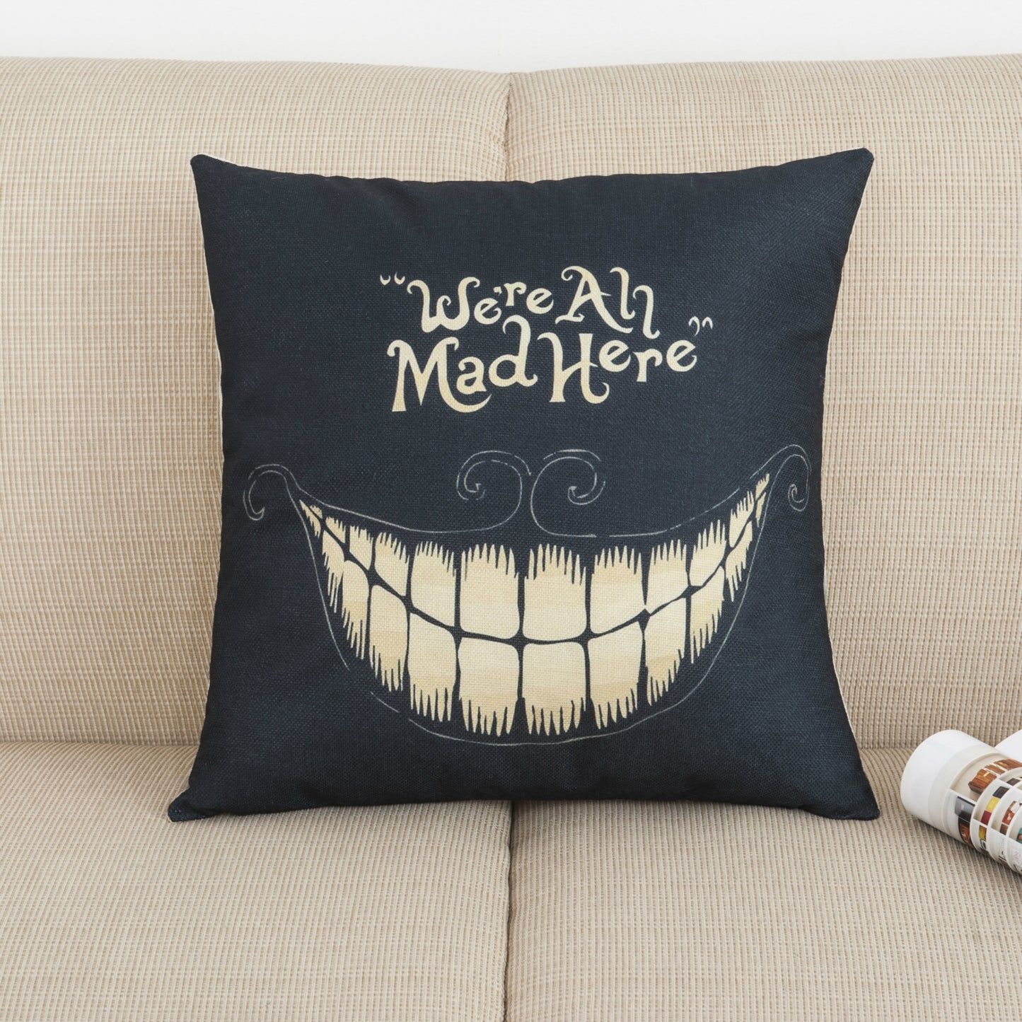 We're All Mad Here Alice In Wonderland Quote Linen Pillowcase