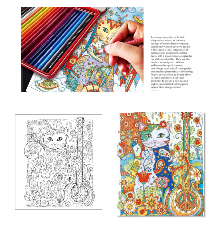 Coloring Book with 24 Creative Cat Doodle Pages