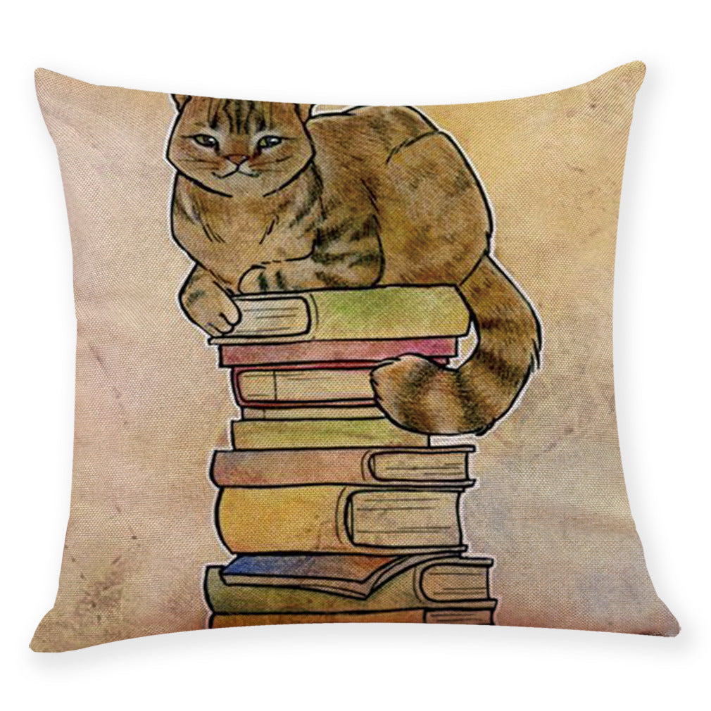 New Textbook Cat Creative Cotton And Linen Pillowcase