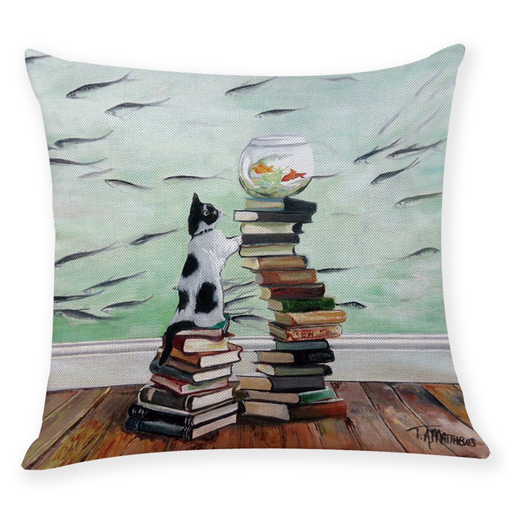 New Textbook Cat Creative Cotton And Linen Pillowcase