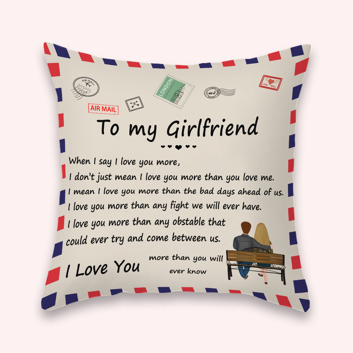 Sofa Cushion Love Letter Envelope-Printed Pillowcase