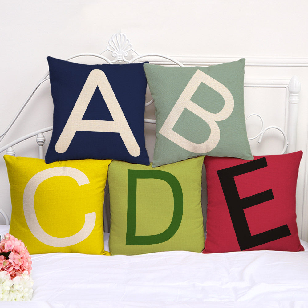 Colorful English Alphabet Letter Printing Pillowcase