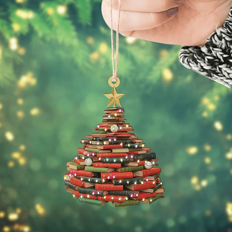 Creative Acrylic Book Christmas Tree Ornament Pendant