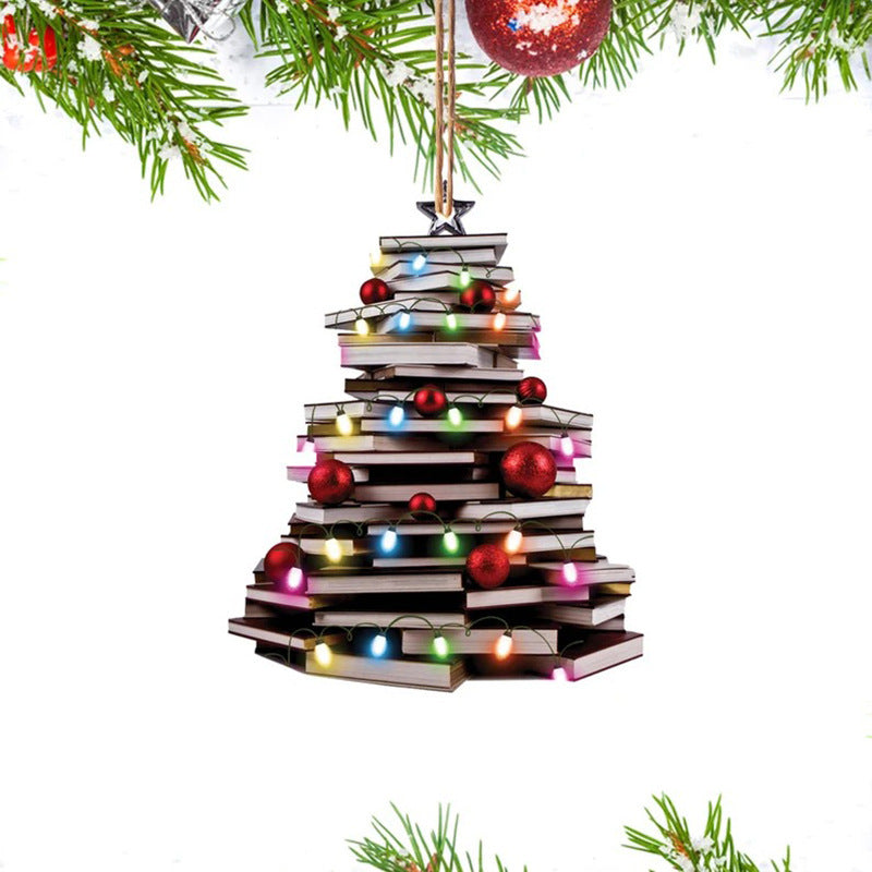 Creative Acrylic Book Christmas Tree Ornament Pendant