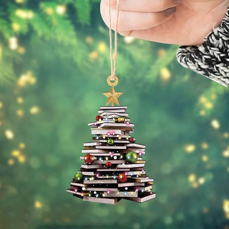 Creative Acrylic Book Christmas Tree Ornament Pendant